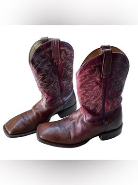 Moonshine Spirit Men Cowboy Boots Size 11D Brown Red Leather Square Toe 
Western